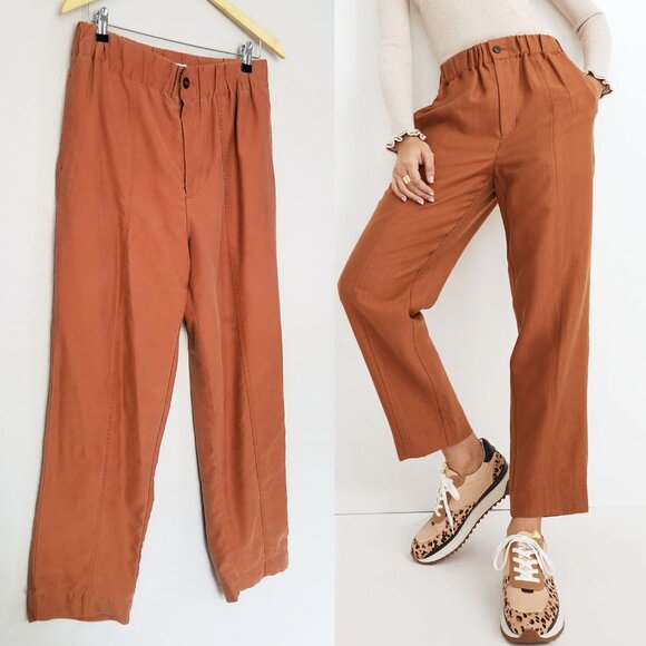 Madewell Tapered Huston Pull-On Crop Pants M Burnt Clay Lyocell Blend Comfy $85 - Picture 4 of 15
